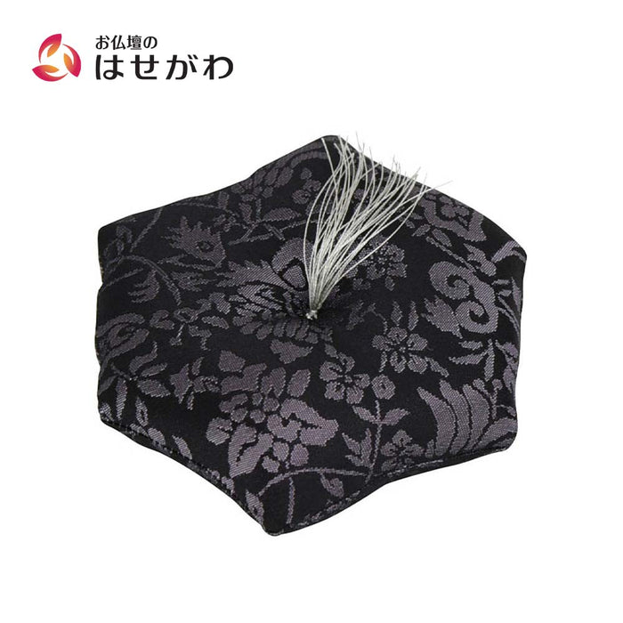 新名物裂 リン布団 中 黒地紫 紹巴唐花紋
