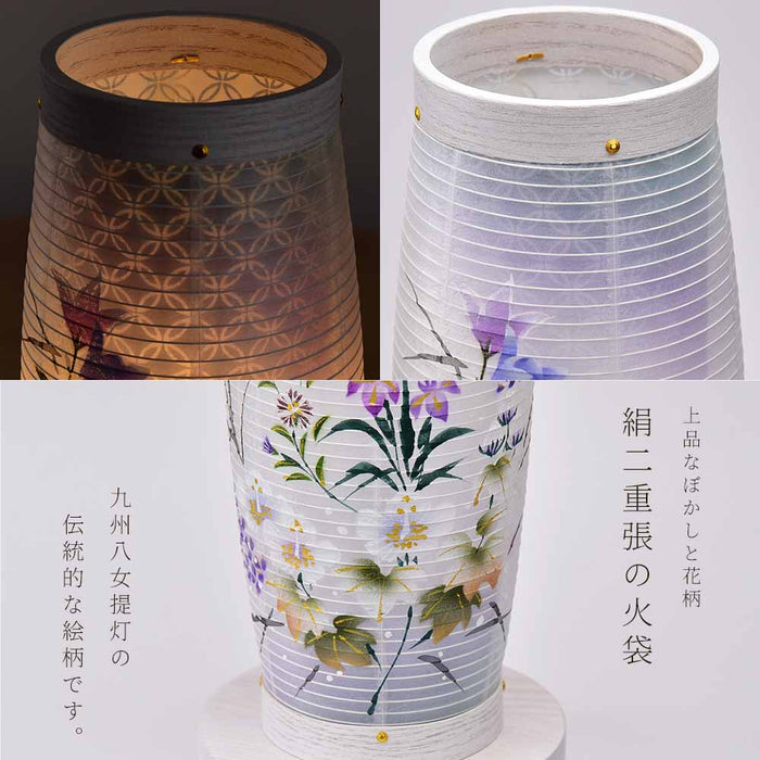 盆提灯 新型 こはく 二重 花柄紫 特徴 9