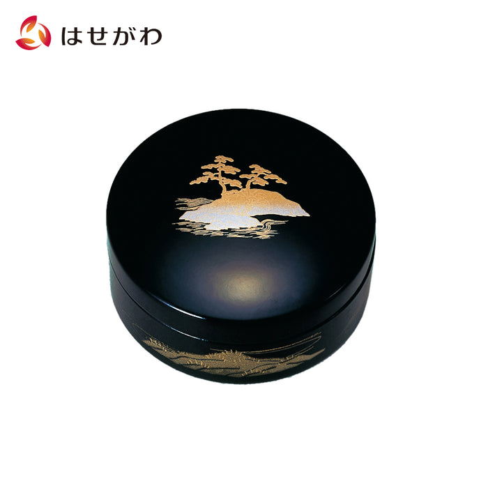 仏具 切立香合 木質製 2.5寸 黒内梨地 蒔絵 山水 特徴 1