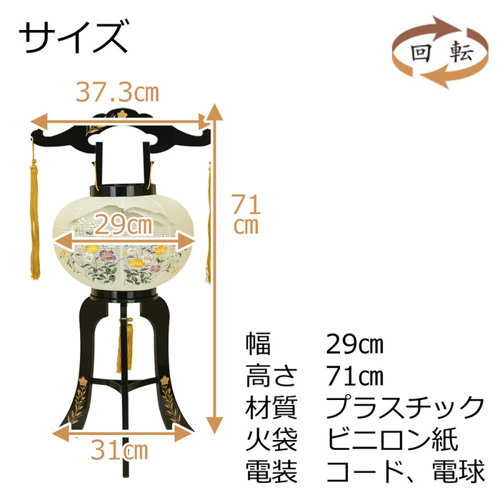 盆提灯 回転 あかり 桔梗 10号 蒔絵絵入 特徴 2