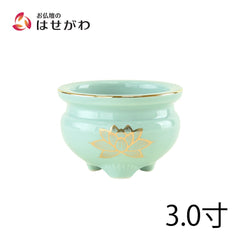 香炉 青地金蓮 3.0寸