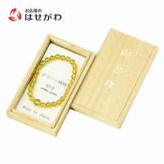 ブレスレット グリーン琥珀 切子 7mm