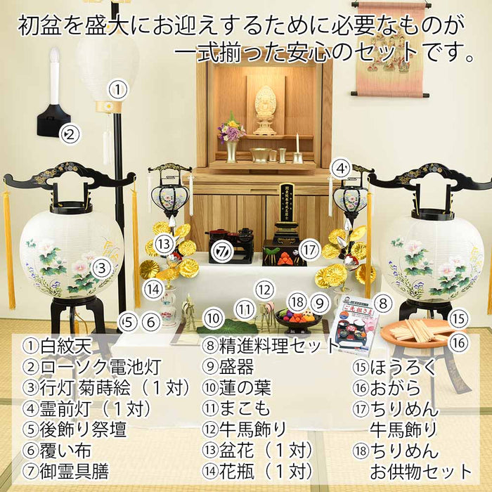盆提灯 【WEB限定】初盆セット 2段81cm盆棚付き 伝統型フルセット 10-A 特徴 2