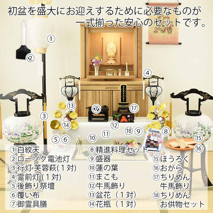 盆提灯 【WEB限定】初盆セット 2段81cm盆棚付き 伝統型フルセット 10-G 特徴 2