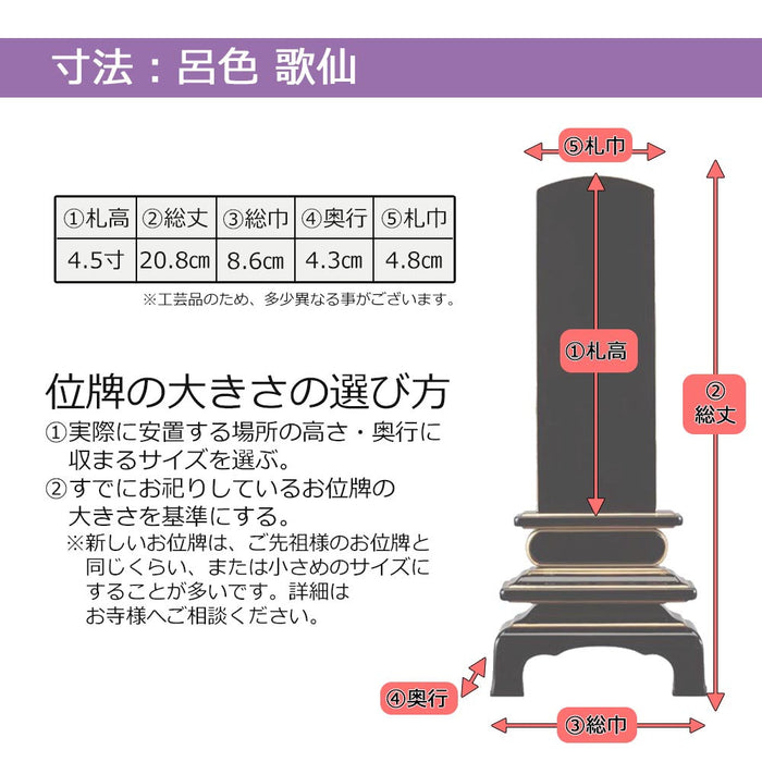 位牌 過去帳 歌仙 呂色 総丈20.8cm 特徴 5