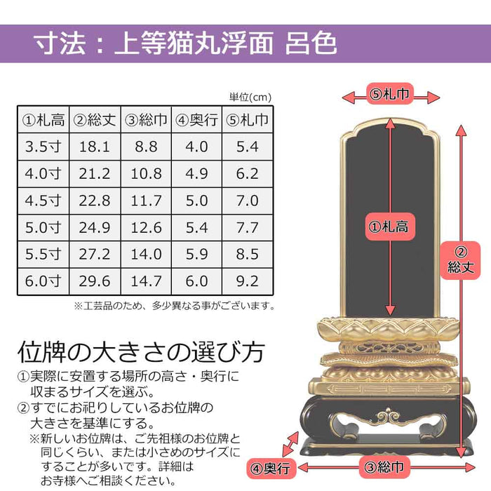 位牌 過去帳 上等猫丸浮面 呂色 特徴 6