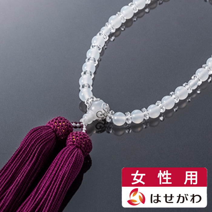 数珠 数珠 たまのお 白メノー 水晶切子 銀花座 紫 特徴 1