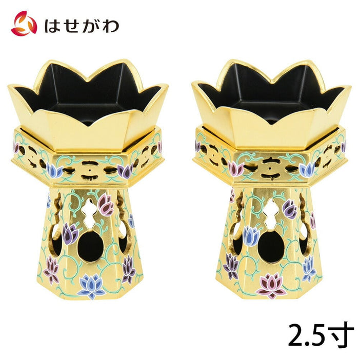 仏具 供笥(くげ) 六角総金 唐草彩色総透し 2.5寸 特徴 1