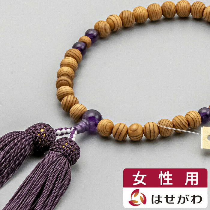 数珠 数珠 日本の木 屋久杉紫水晶正絹房紫紺 婦人 特徴 1
