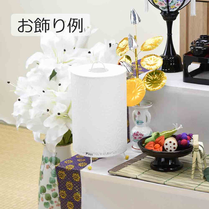 盆提灯 新型 レース和紙スタンド 花麻 白 特徴 5