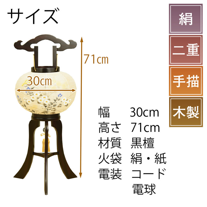 盆提灯 姫行灯 二重 総黒檀 10号 特徴 2