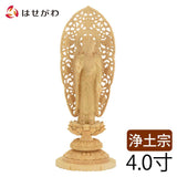 仏像 本尊 浄土 カヤ 丸台 金粉紋様 4.0寸 特徴 1