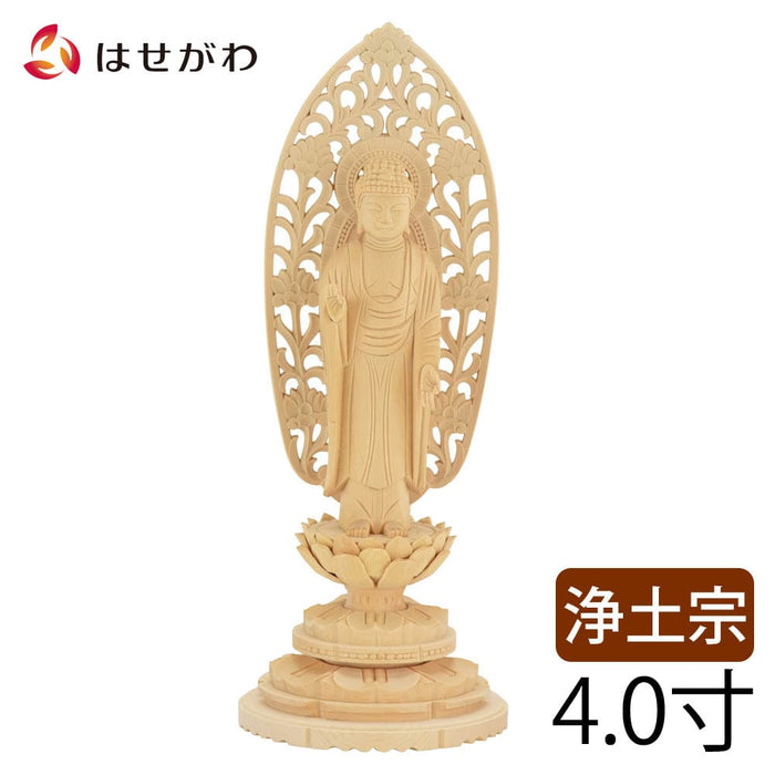 仏像 本尊 浄土 白木 丸台 4.0寸 特徴 1