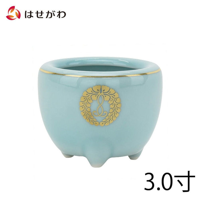仏具 香炉 青磁 西用(盛紋入) 3.0寸 特徴 1