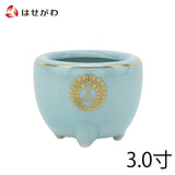 仏具 香炉 青磁 西用(盛紋入) 3.0寸 特徴 1