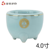 仏具 香炉 青磁 西用(盛紋入) 4.0寸 特徴 1
