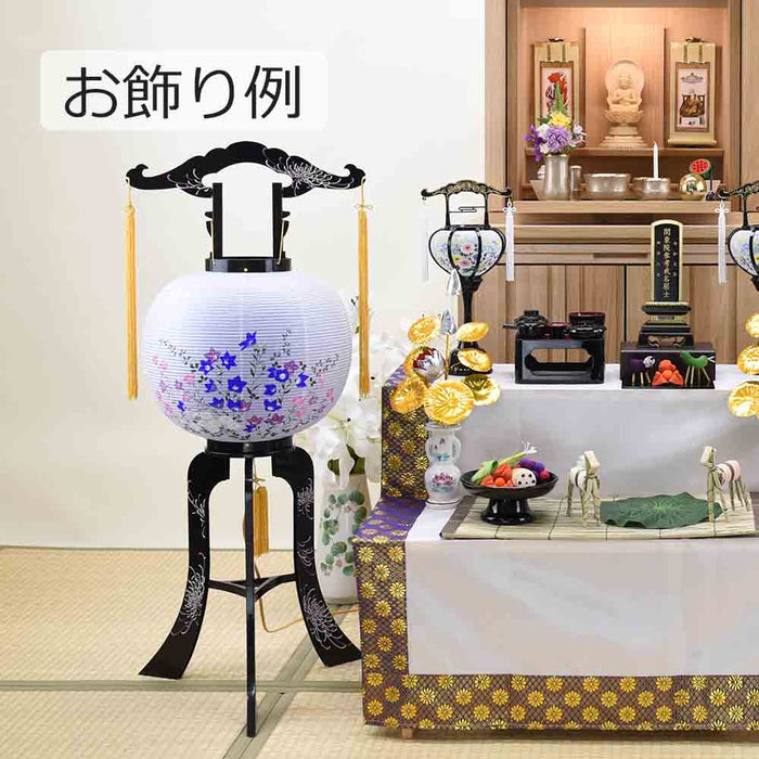 盆提灯 回転 紫織 桔梗に梅鉢小紋 特徴 6