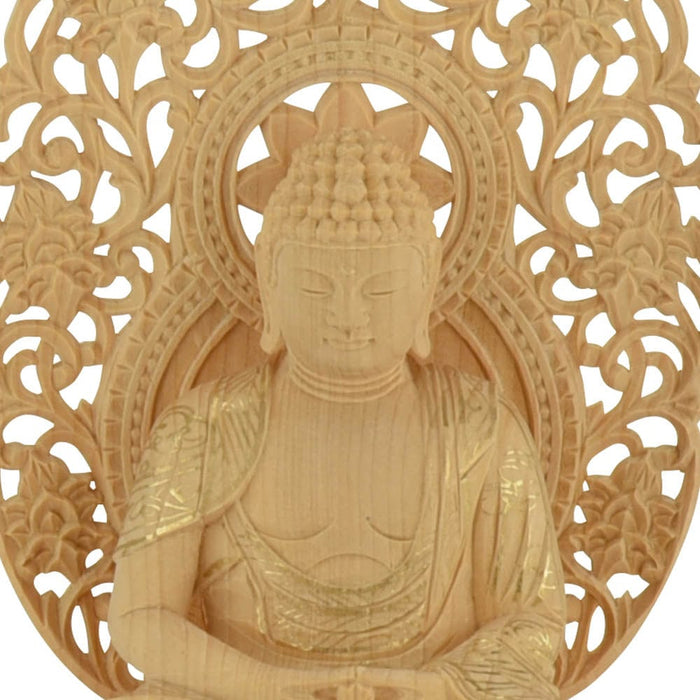 仏像 本尊 座弥陀 カヤ 丸台 金粉紋様 2.5寸 特徴 4