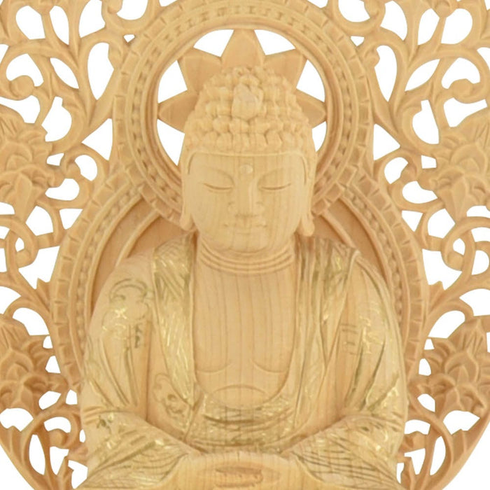 仏像 本尊 座釈迦 カヤ 丸台 金粉紋様 2.5寸 特徴 4