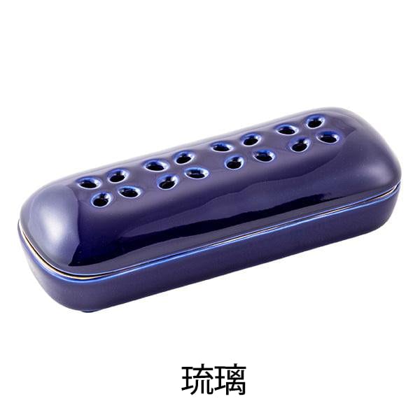 仏具 花摘 寝かせる線香皿 有田焼 小 瑠璃 桃染 特徴 6